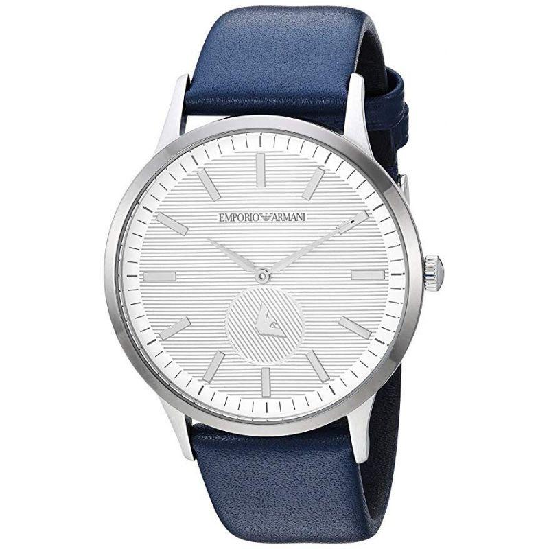 Emporio Armani Renato White Dial Blue Leather Strap Watch For Men Ar11119