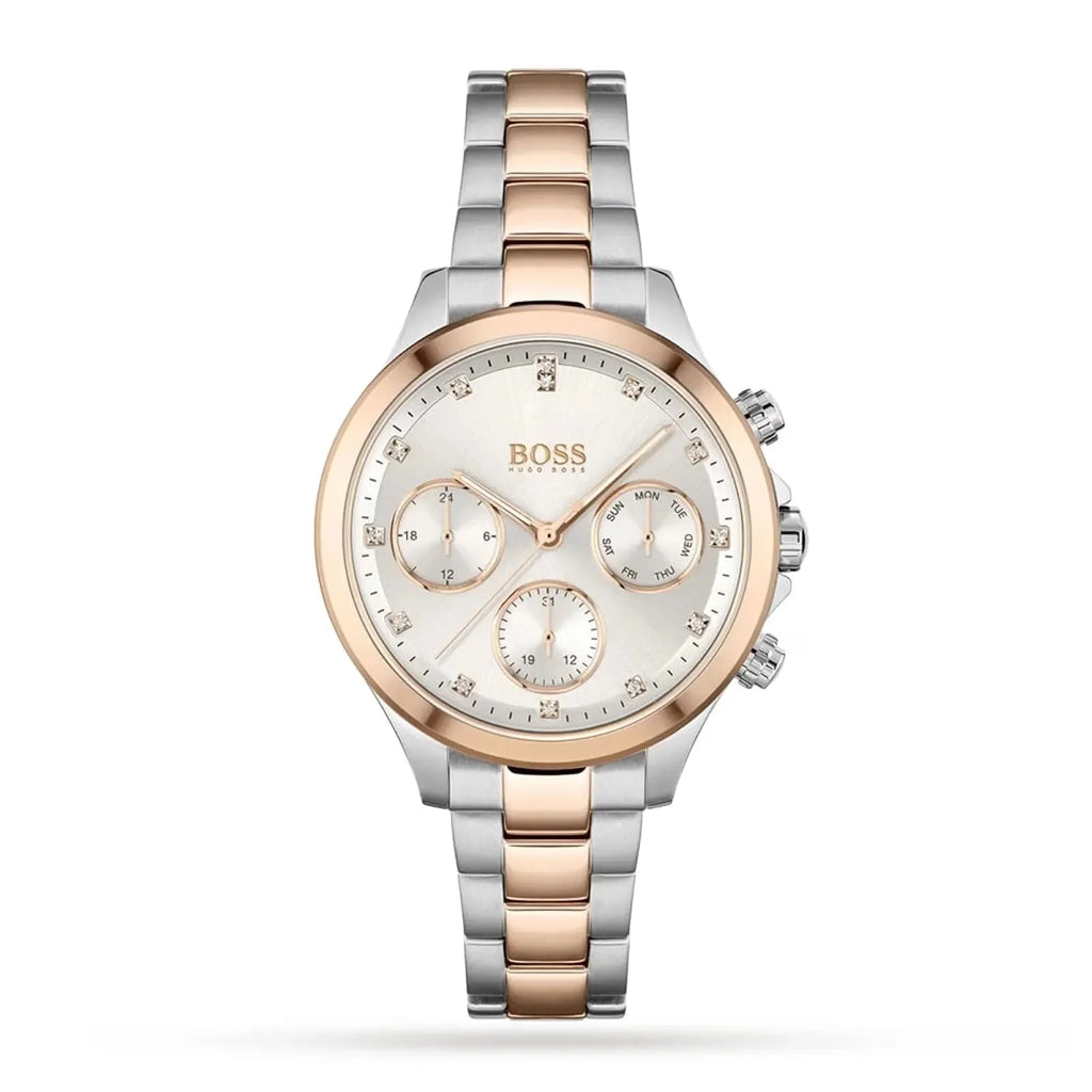 Hugo Boss Womens 1502564 Pandora Two Tone Stainless Steel Watch With Rose Gold Accents