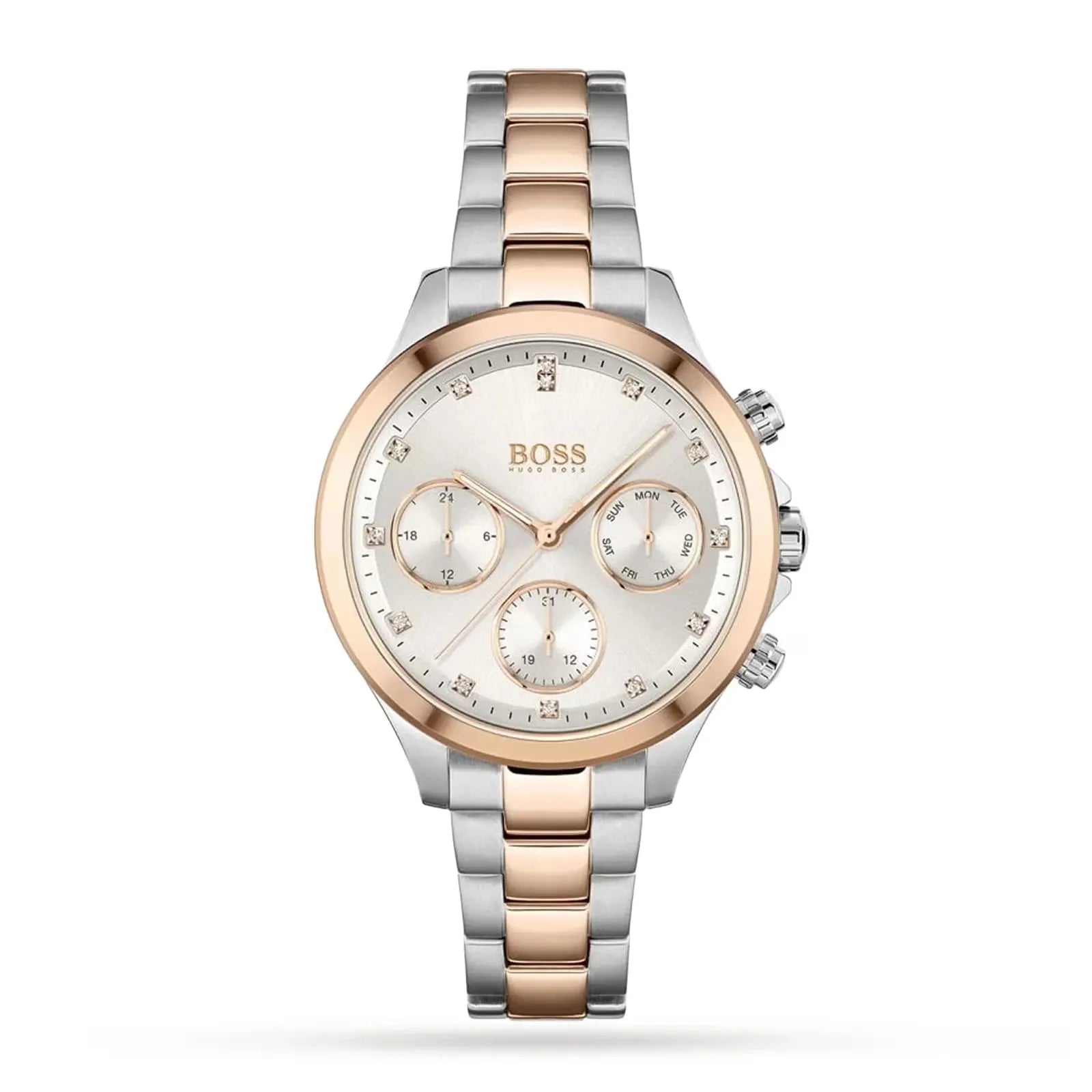 Hugo Boss Womens 1502564 Pandora Two Tone Stainless Steel Watch With Rose Gold Accents