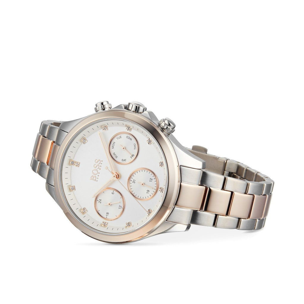 Hugo Boss Womens 1502564 Pandora Two Tone Stainless Steel Watch With Rose Gold Accents