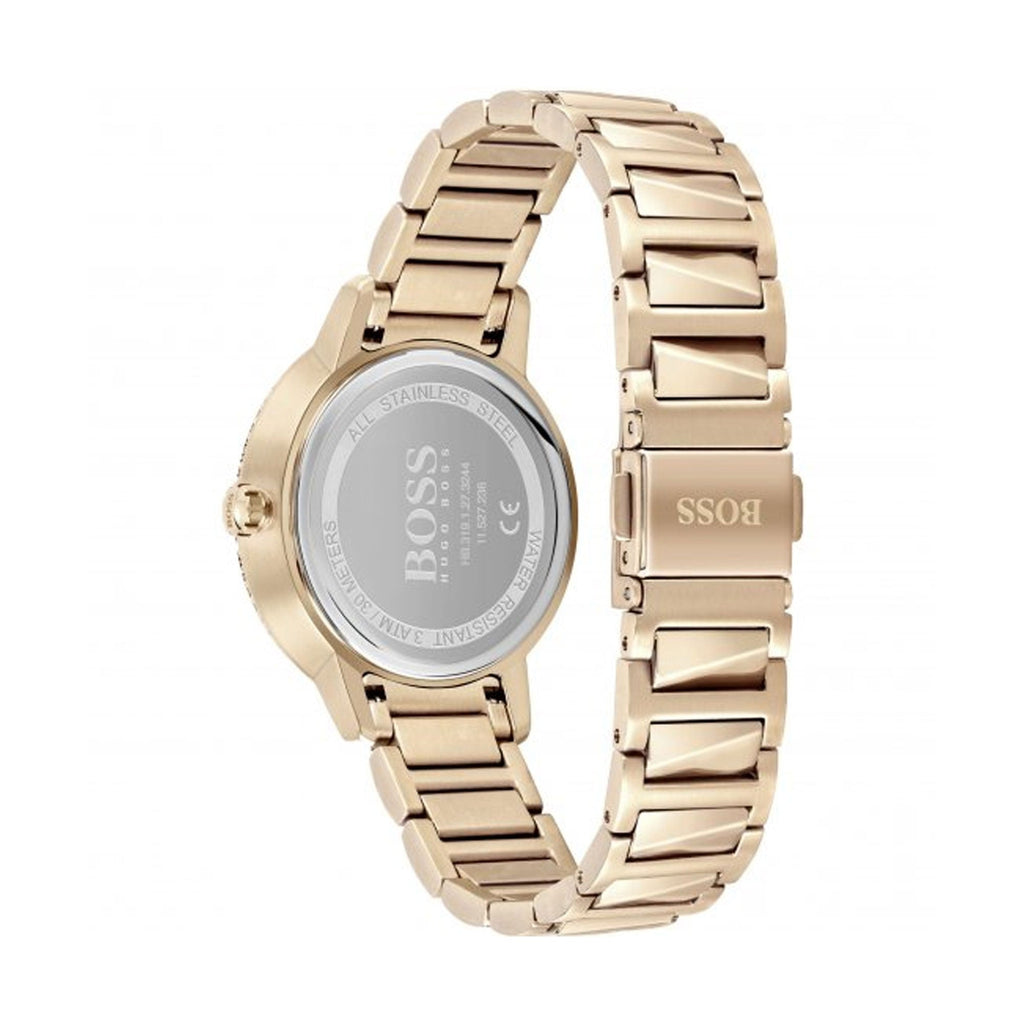 Hugo Boss Womens 1502540 Signature Rose Gold Tone Stainless Steel Watch