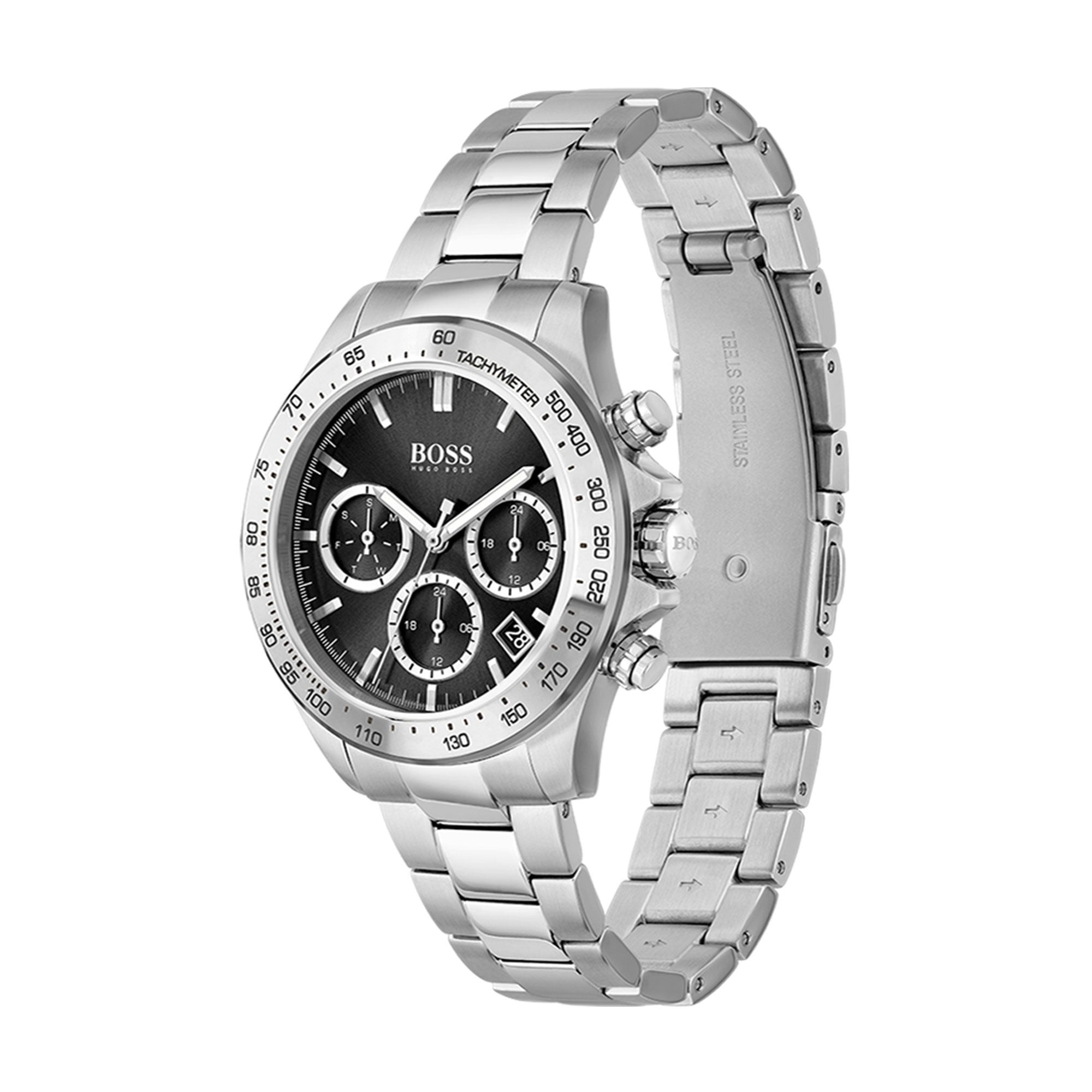 Hugo Boss Mens 1502614 Chronograph Stainless Steel Watch With Black Dial