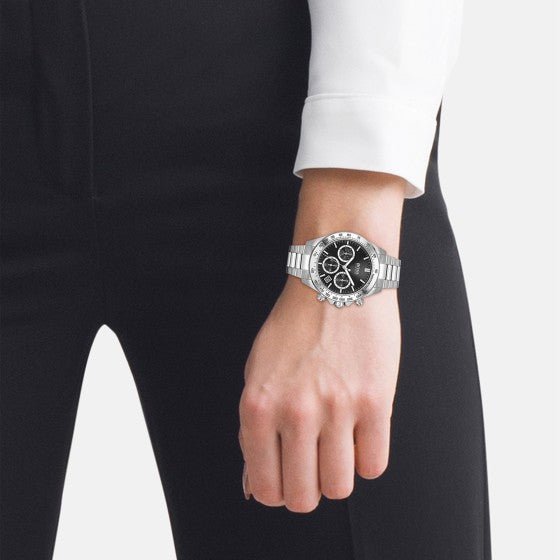 Hugo Boss Mens 1502614 Chronograph Stainless Steel Watch With Black Dial