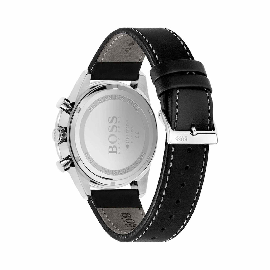 Hugo Boss Mens 1513853 Chronograph Pilot Edition Watch With Black Leather Strap