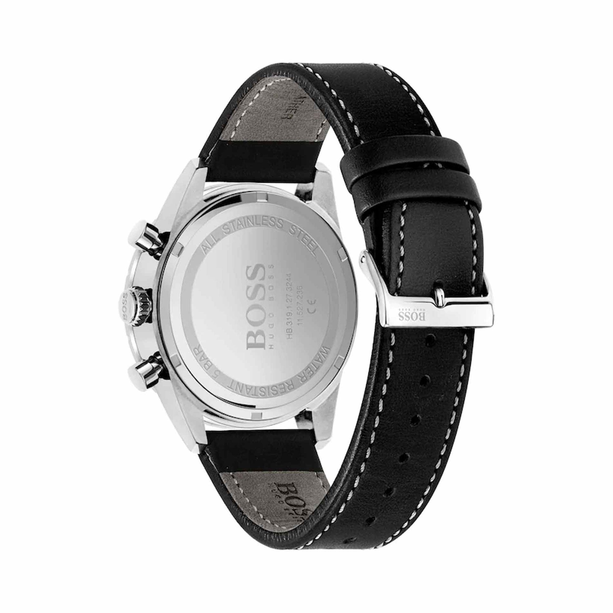 Hugo Boss Mens 1513853 Chronograph Pilot Edition Watch With Black Leather Strap