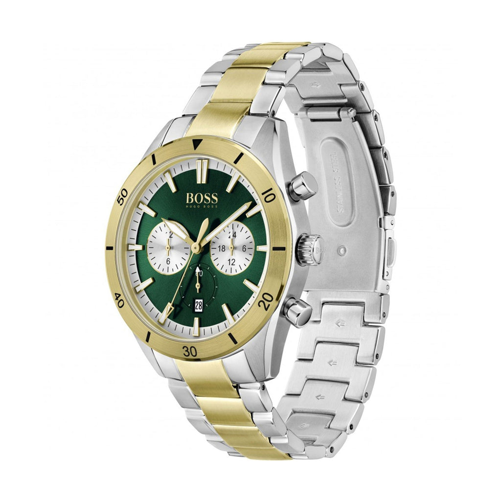 Hugo Boss Mens 1513872 Santiago Chronograph Green Dial Watch
