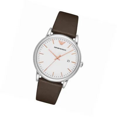 Emporio Armani Herren White Dial Brown Leather Strap Watch For Men Ar11103