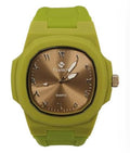 Clasico Mens Ladies Water Resistant Arabic Square Dial Olive Green Rubber Strap Watch