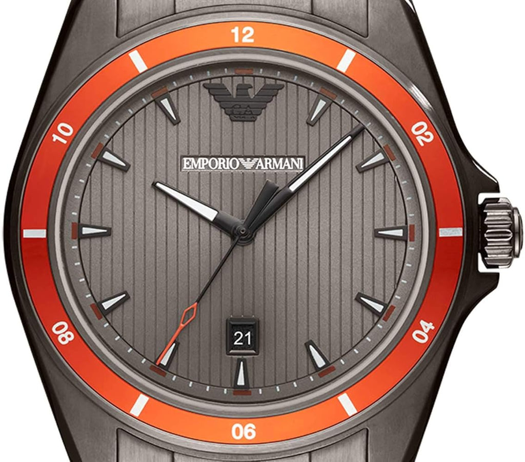 Emporio Armani Sigma Quartz Grey Dial Grey Steel Strap Watch For Men Ar11178