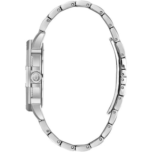 Bulova Crystal Mens Silver Watch 96c134