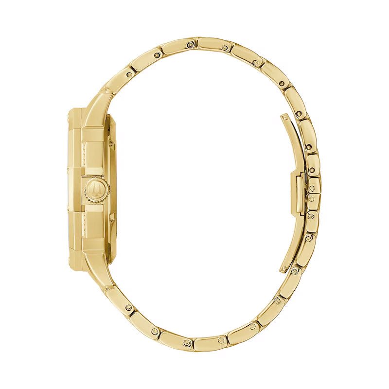 Bulova Crystal Mens Gold Watch 98a292