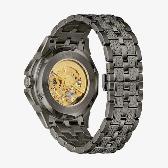 Bulova Crystal Mens Gold Watch 98a293