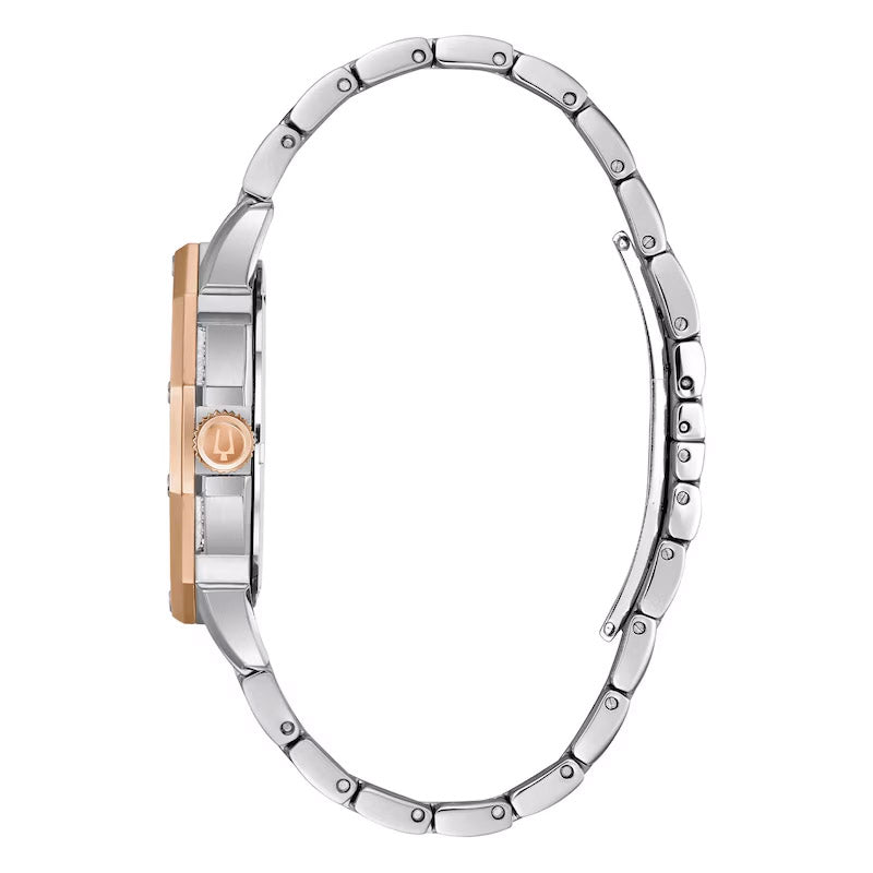 Bulova Crystal Mens Silver Watch 98c133