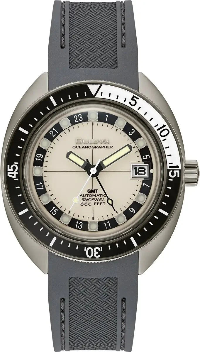 Bulova Oceanographer Gmt Mens White Watch 98b407