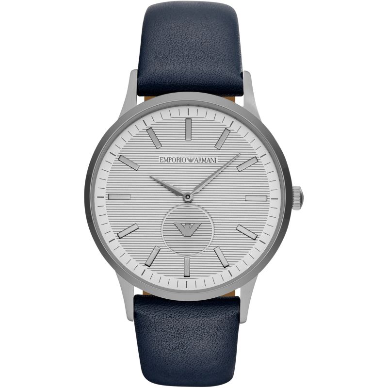 Emporio Armani Renato White Dial Blue Leather Strap Watch For Men Ar11119