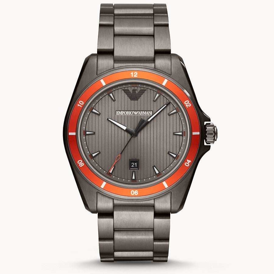 Emporio Armani Sigma Quartz Grey Dial Grey Steel Strap Watch For Men Ar11178
