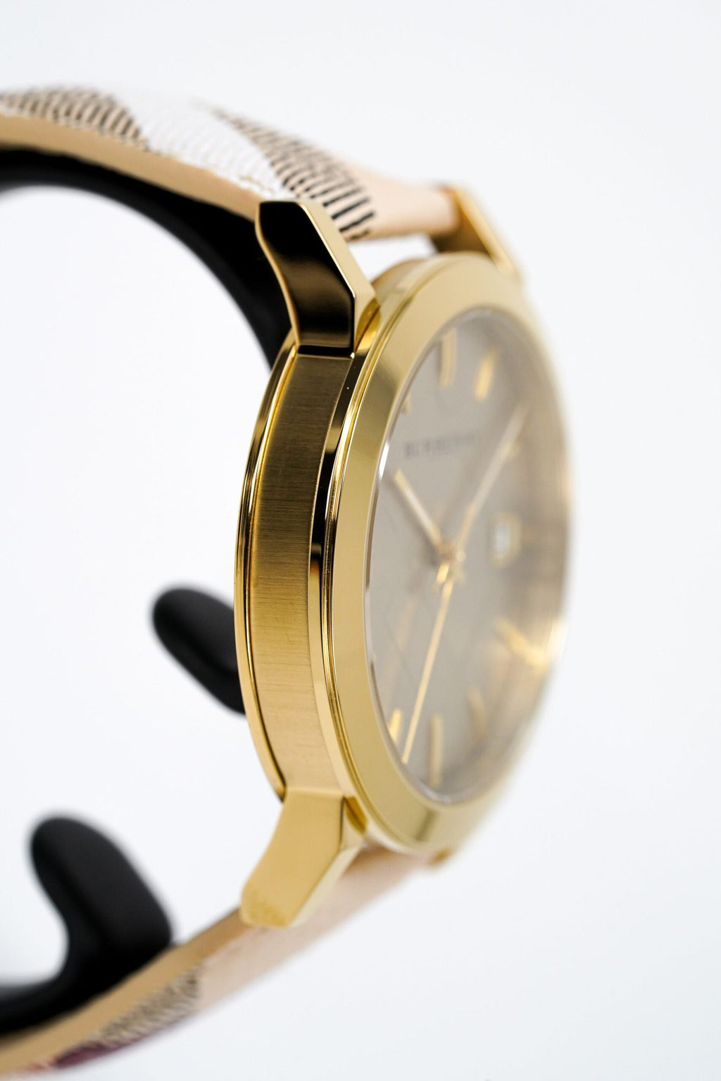 Burberry Ladies Watch The City Haymarket Check Yellow Gold Bu9026