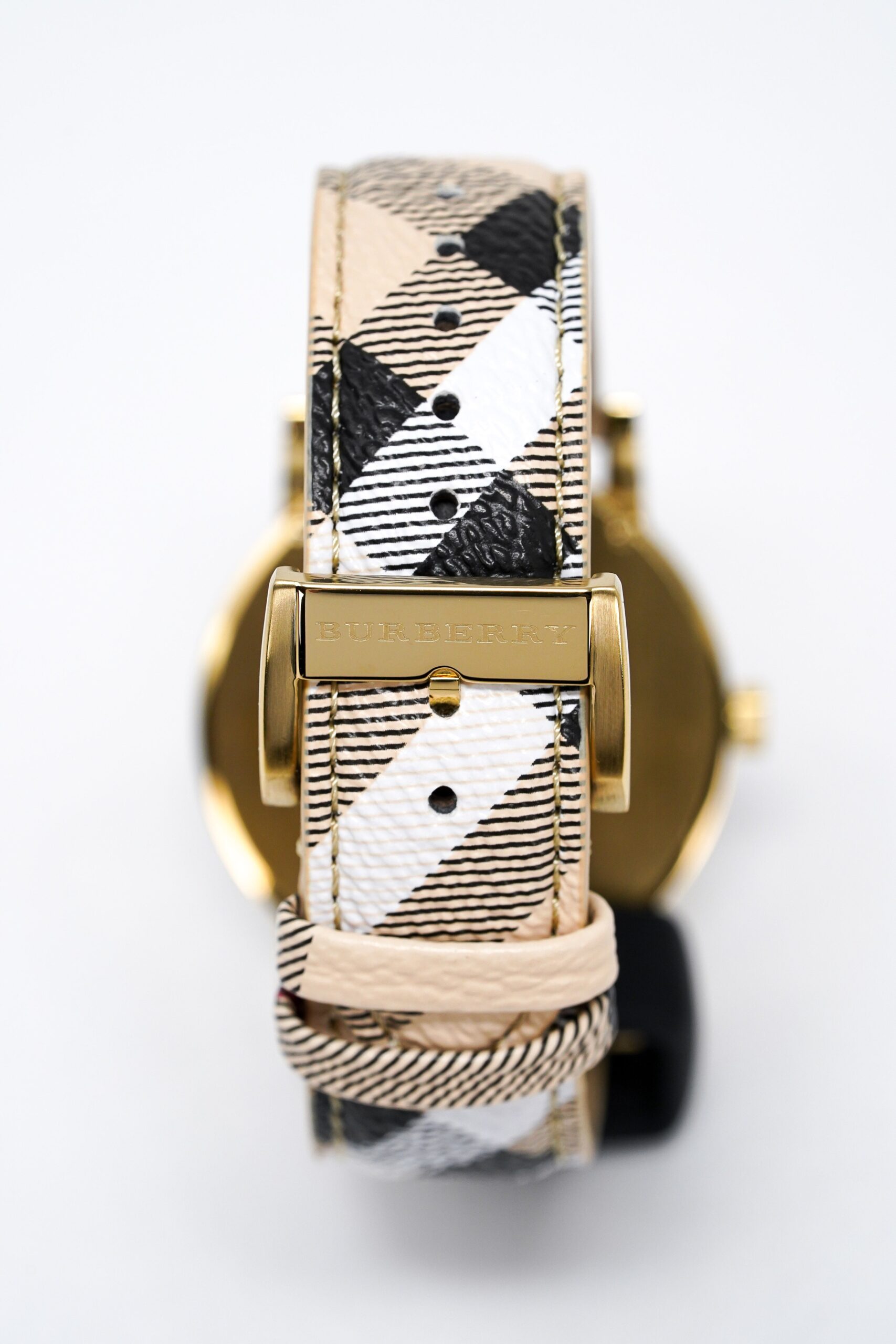 Burberry Ladies Watch The City Haymarket Check Yellow Gold Bu9026