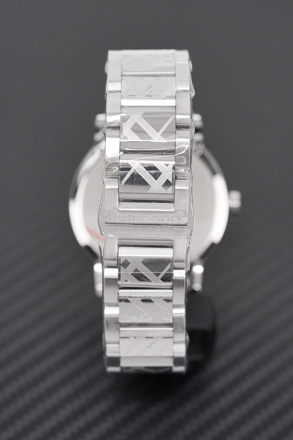 Burberry Mens Watch The City Engraved Checked Steel Bu9037