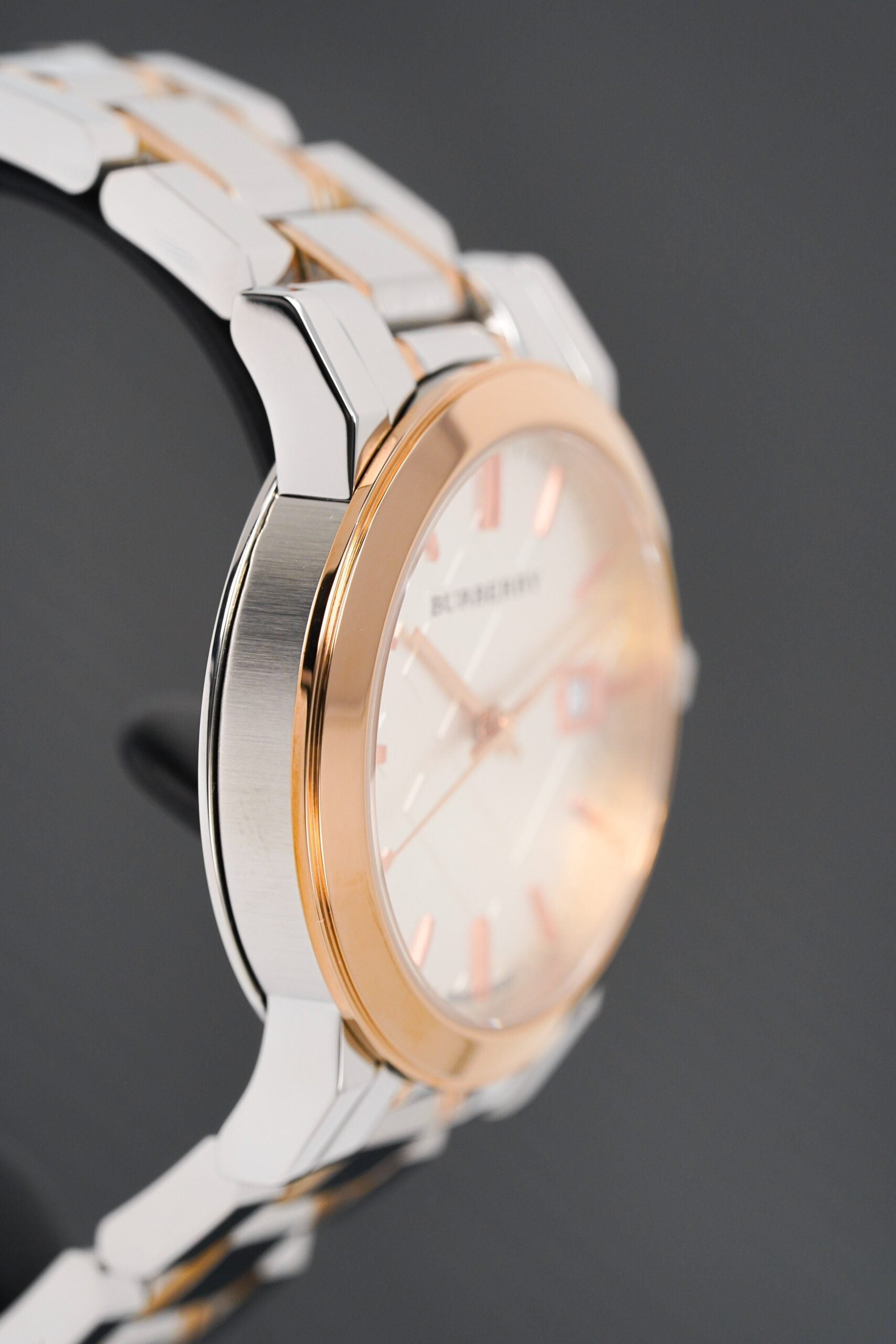 Burberry Ladies Watch Check Stamped Two Tone Bu9105