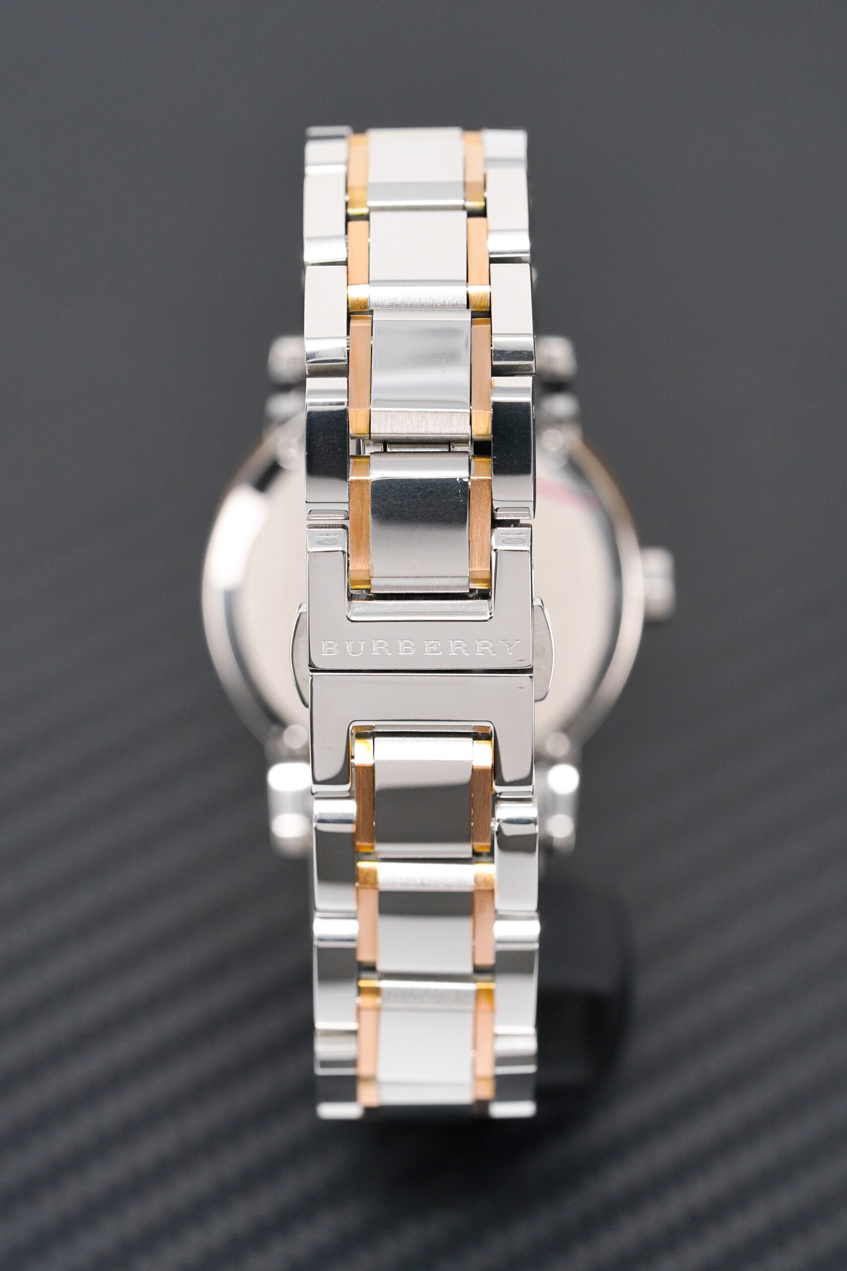 Burberry Ladies Watch Check Stamped Two Tone Bu9105