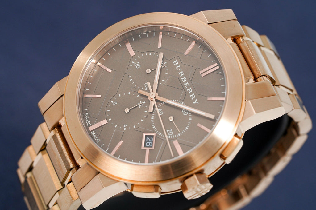 Burberry Mens Watch Chronograph The City Rose Gold Bu9353