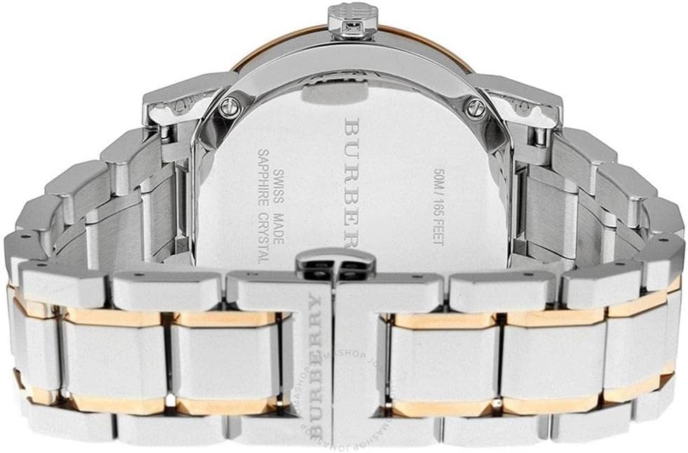 Burberry Ladies Watch Diamond Check Stamped Two Tone Bu9127