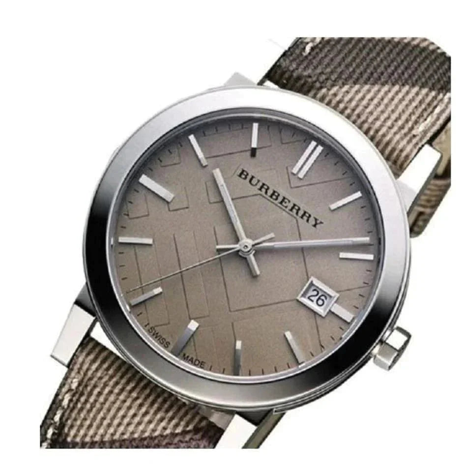 Burberry Ladies Watch Smoke Check Strap Bu9118