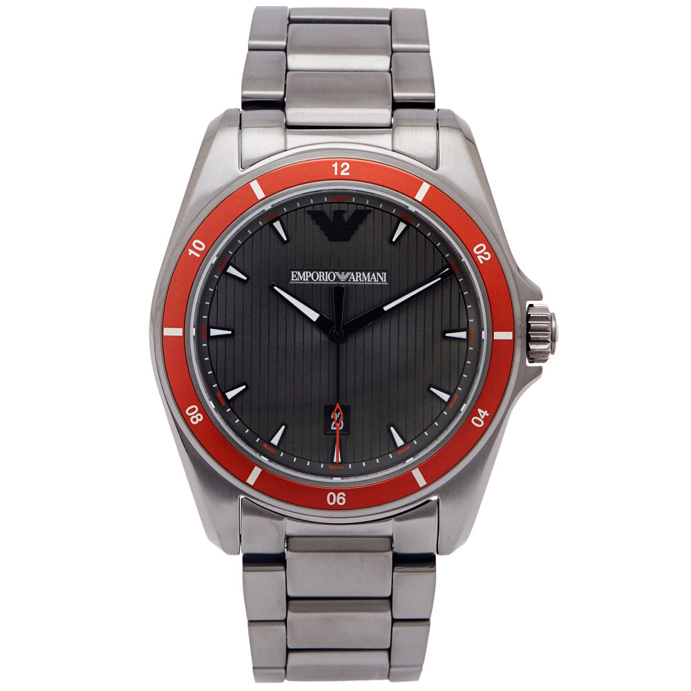 Emporio Armani Sigma Quartz Grey Dial Grey Steel Strap Watch For Men Ar11178