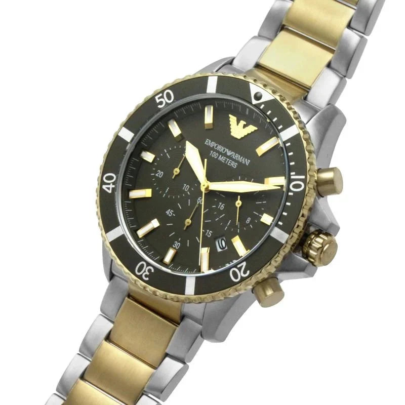 Emporio Armani Mens Watch Diver Chronograph 43mm Green Ar11361