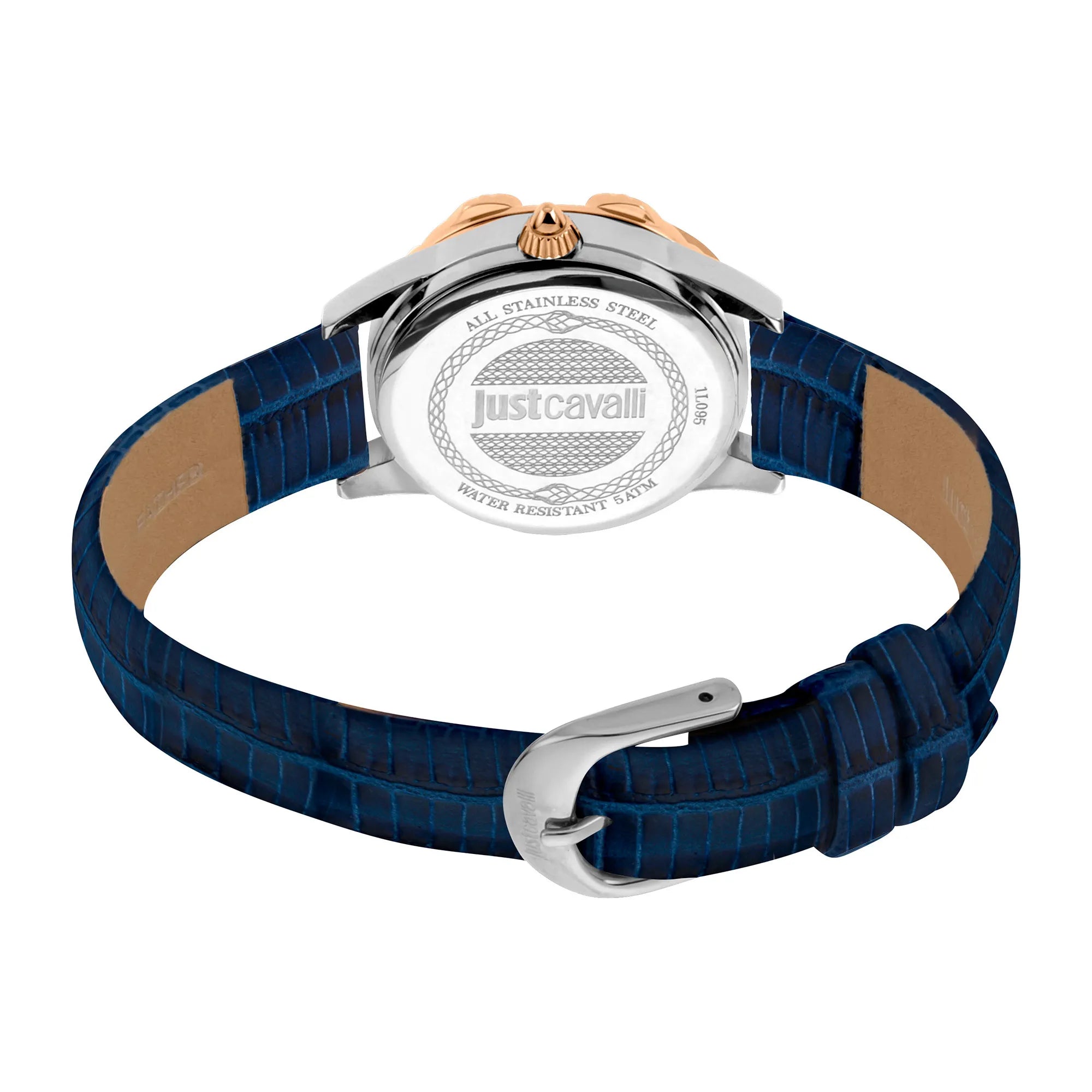 Just Cavalli JC Giro Leather Blue Silver Serpente Zircons
