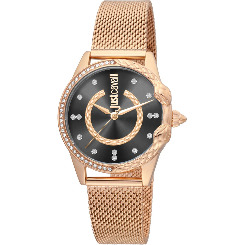 Just Cavalli JC Giro Steel Rose Gold Black Serpente Zircons