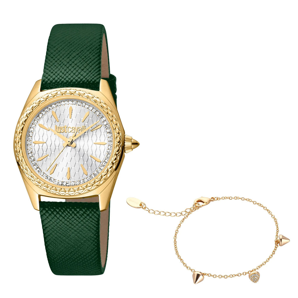 Just Cavalli Fashion Glam Leather Green Gold