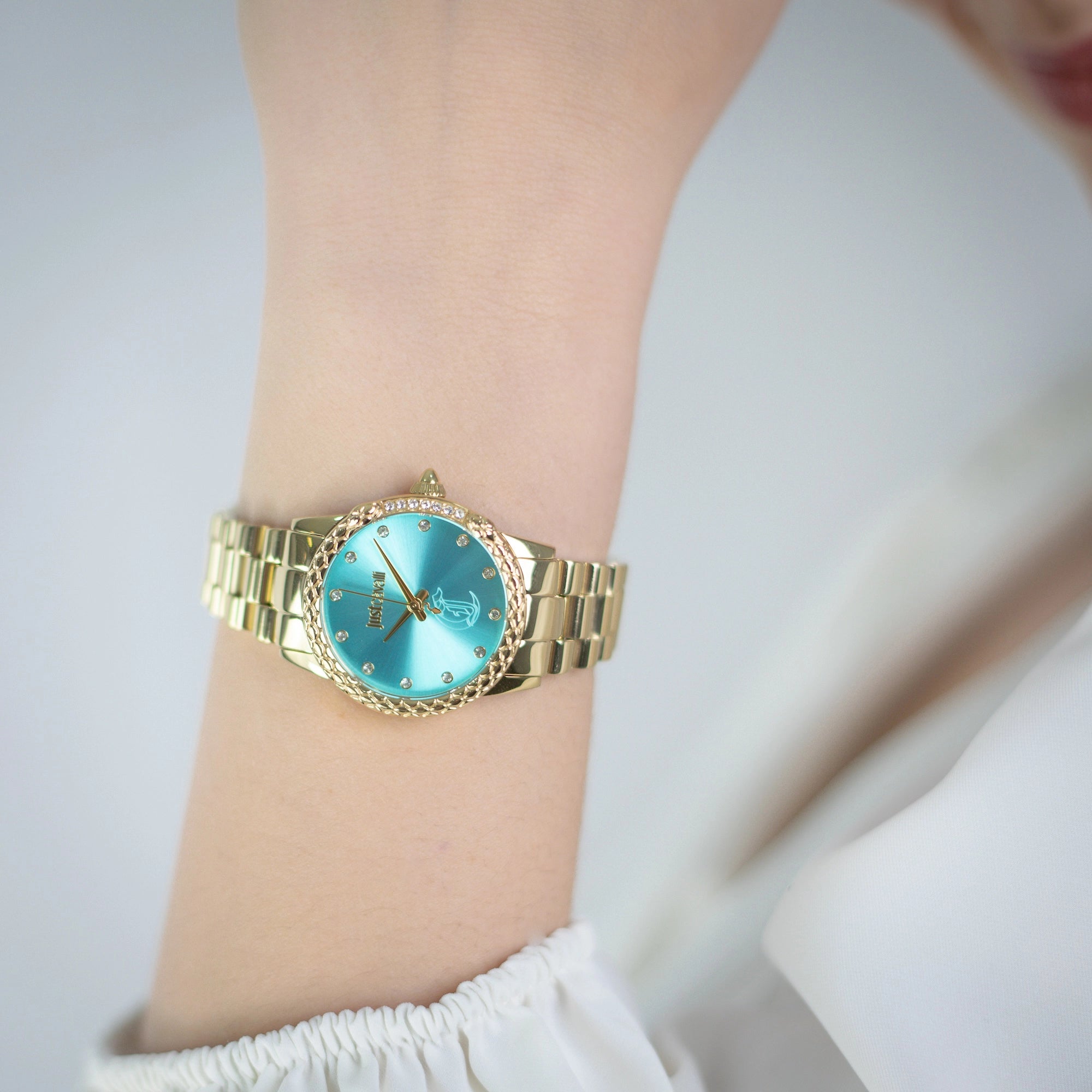 Just Cavalli Fiorenza Snake Yellow Gold Turquoise
