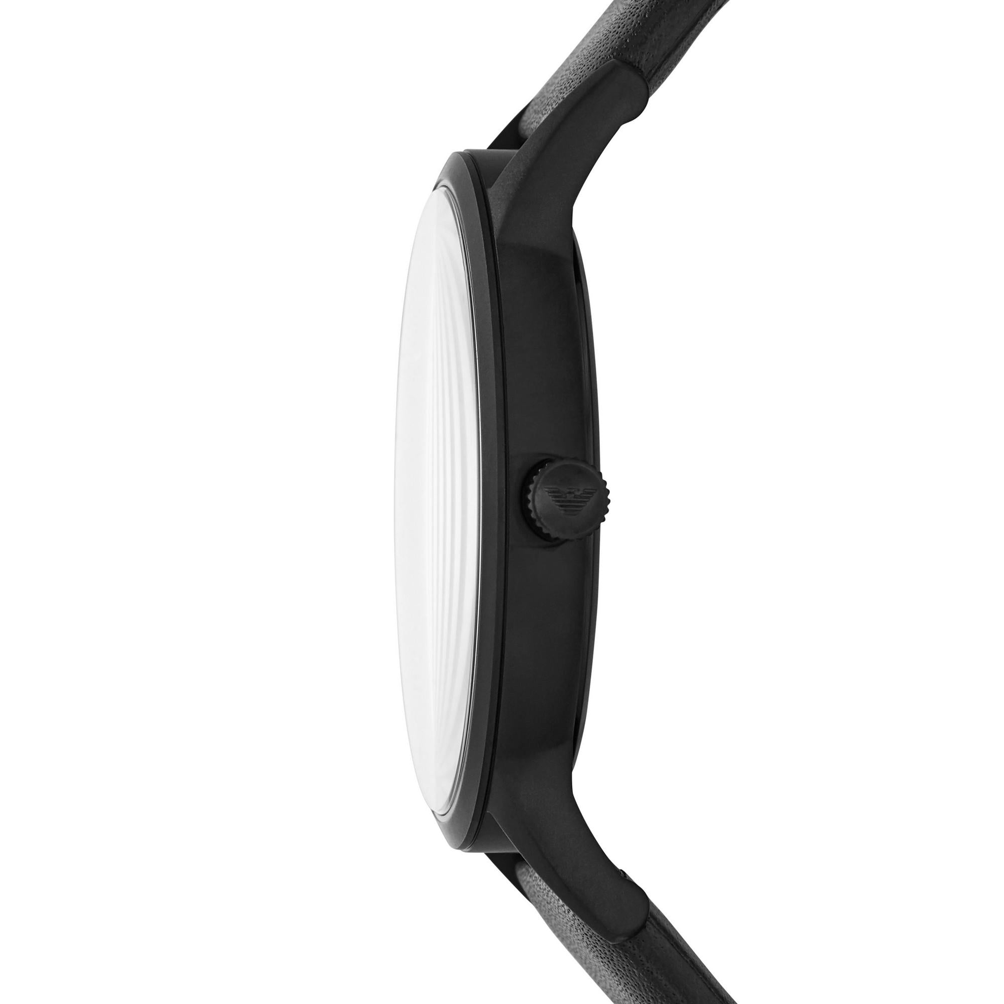 Emporio Armani Mens Ar11276 Black Stainless Steel And Leather Watch
