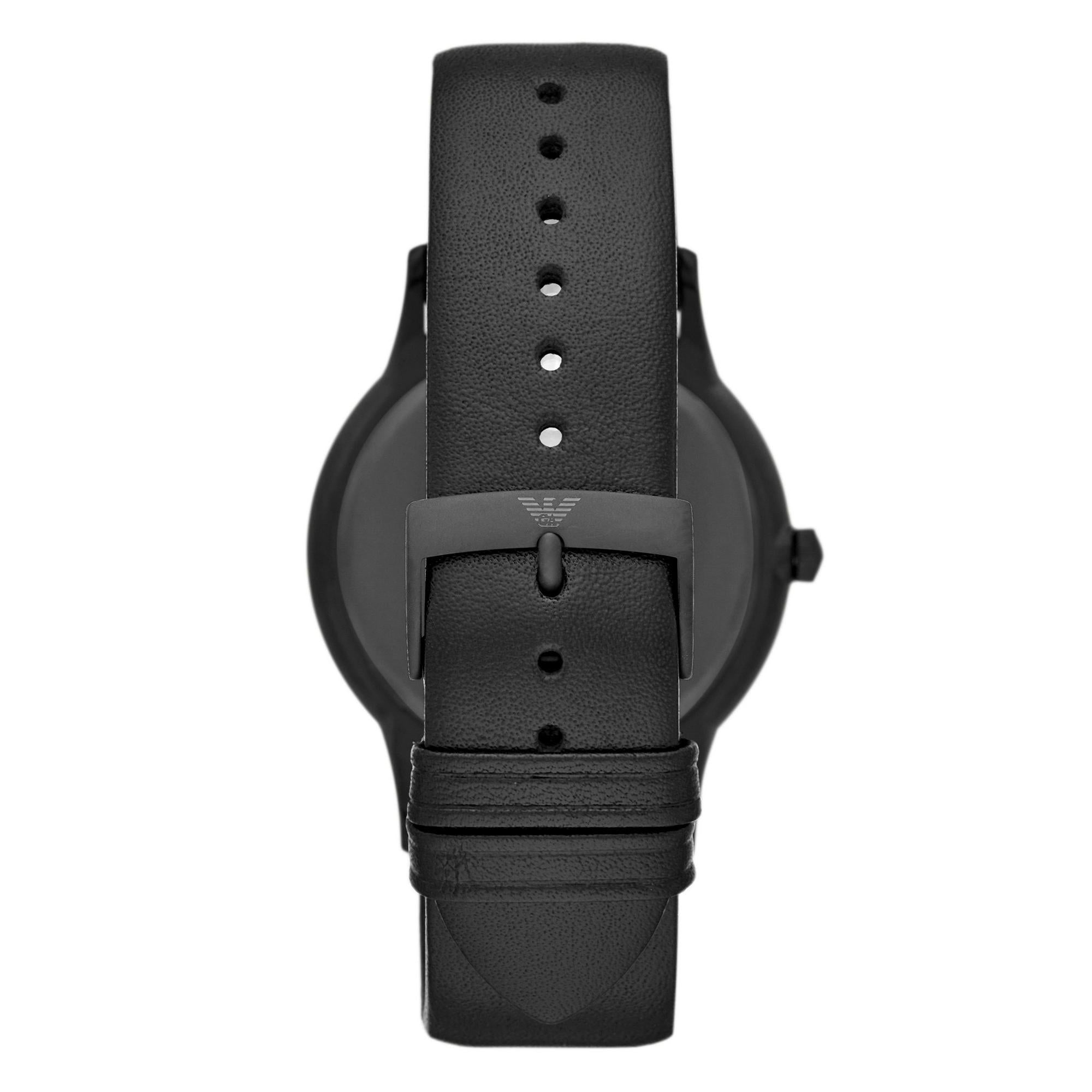 Emporio Armani Mens Ar11276 Black Stainless Steel And Leather Watch