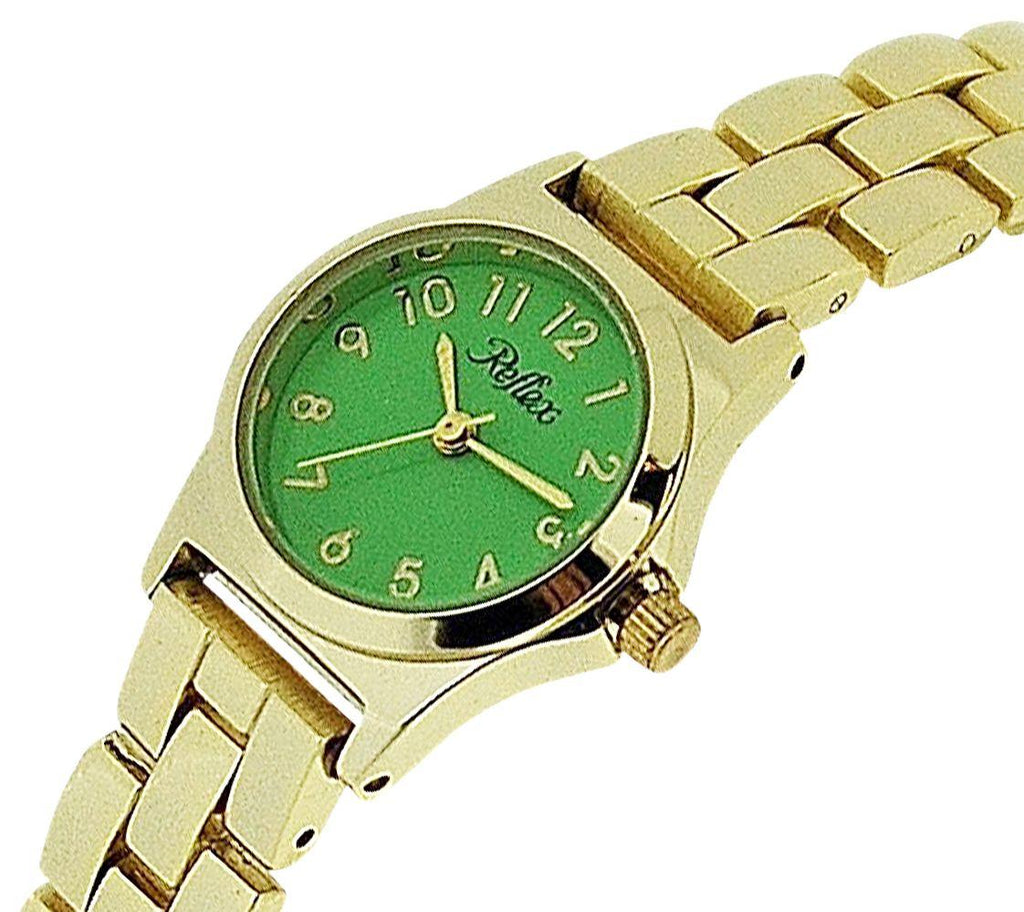 Reflex Ladies Analogue Green Dial & Yellow Tone Metal Bracelet Strap Watch LB106 - Needs Battery