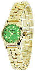 Reflex Ladies Analogue Green Dial & Yellow Tone Metal Bracelet Strap Watch LB106 - Needs Battery