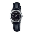 Casio Womens Analogue Black Dial Leather Strap Watch LTP-V001L-1BUDF