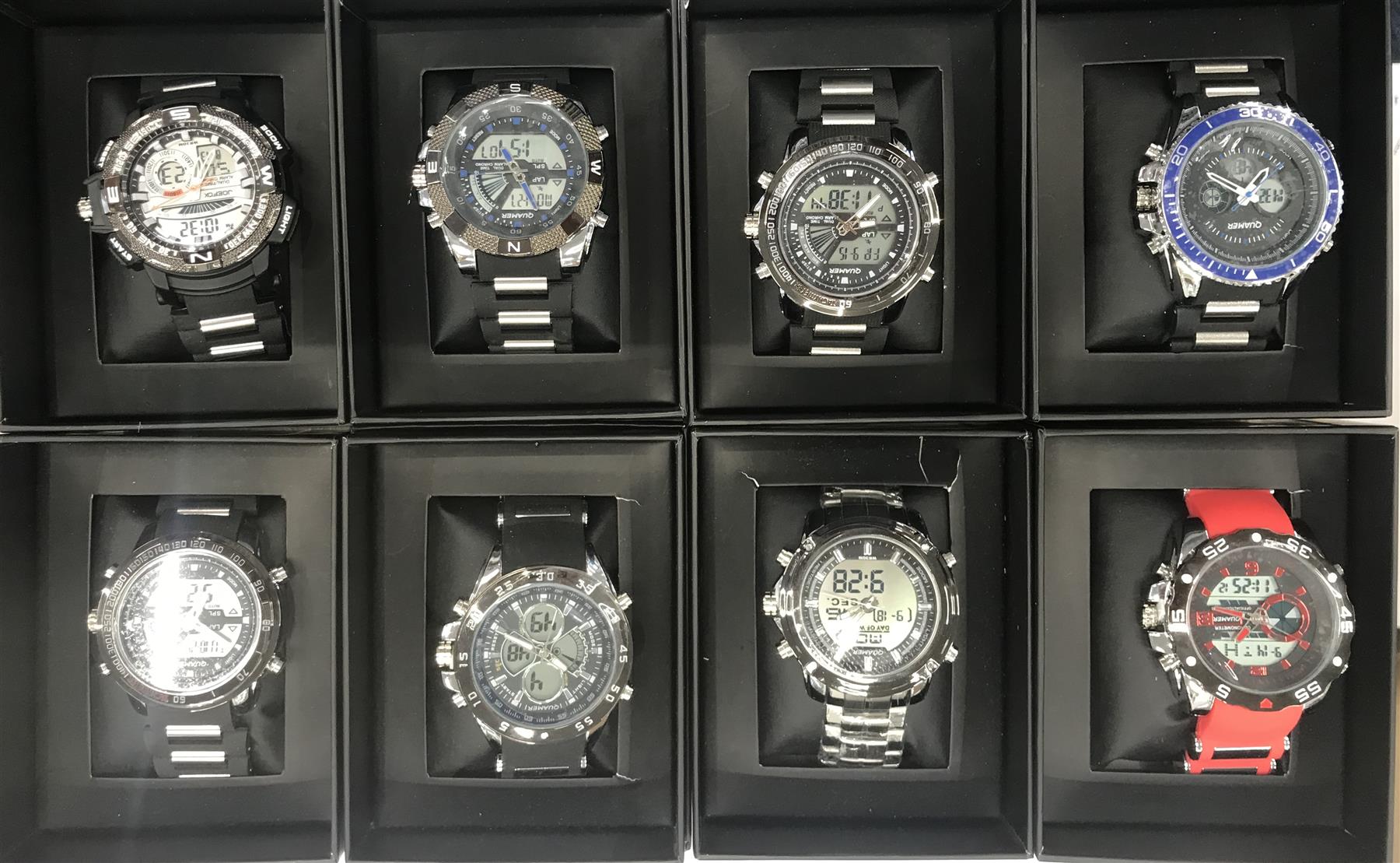 QUAMER  DIGITAL/ANALOGUE DUAL TIME GENTS WATCH Assorted designs and colours