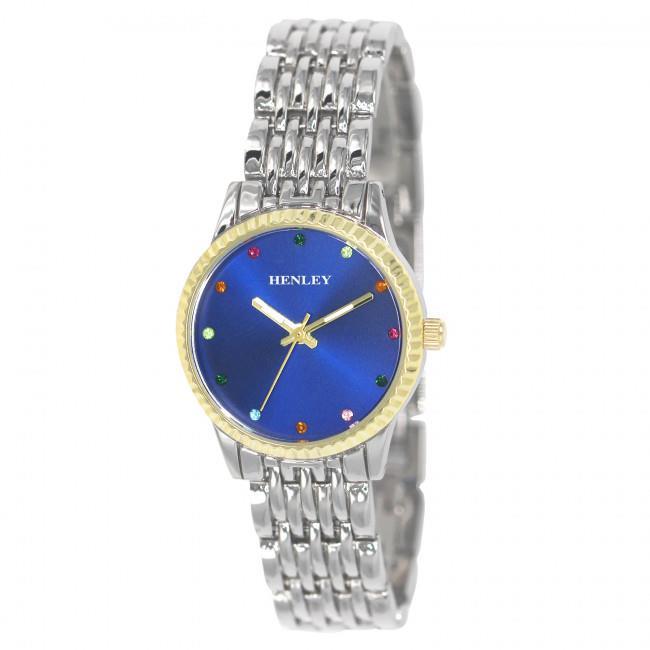 Henleys Ladies  Rainbow Spectrum Diamante Watch - Silver H07319.6