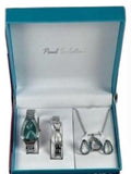Paul Salatini Ladies Bling Blue Dial Silver Barcelet Watch Gift Sets 2500BLU