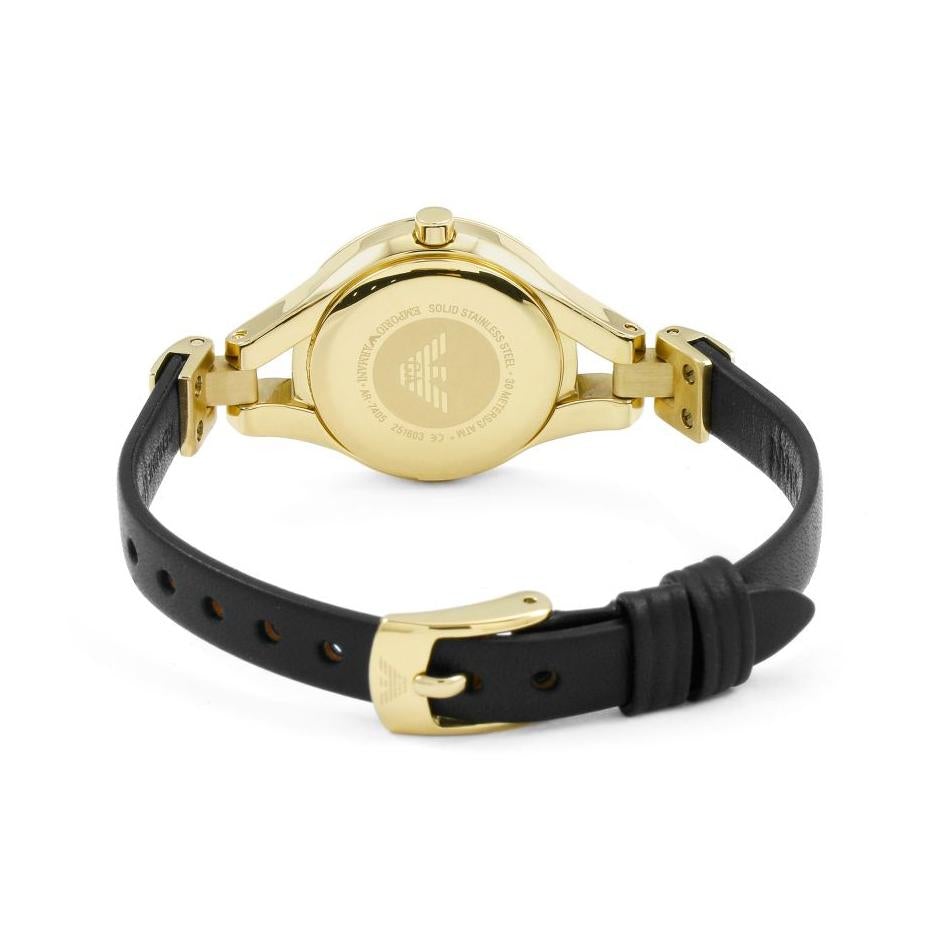 Emporio Armani Ar7405 Ladies Black Dial Gold Watch