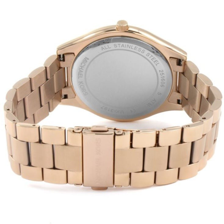 Michael Kors Mk3336 Ladies Slim Runway Rose Gold Motif Watch