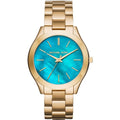 Michael Kors Mk3492 Ladies Slim Runway Gold Ocean Blue Watch