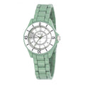 Henley Ladies Enamelled Round Case Silver sunray dial Green Bracelet Watch H07241.11