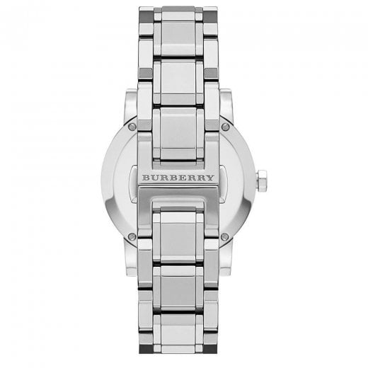 Burberry Ladies Watch Check Stamped Silver Bu9125