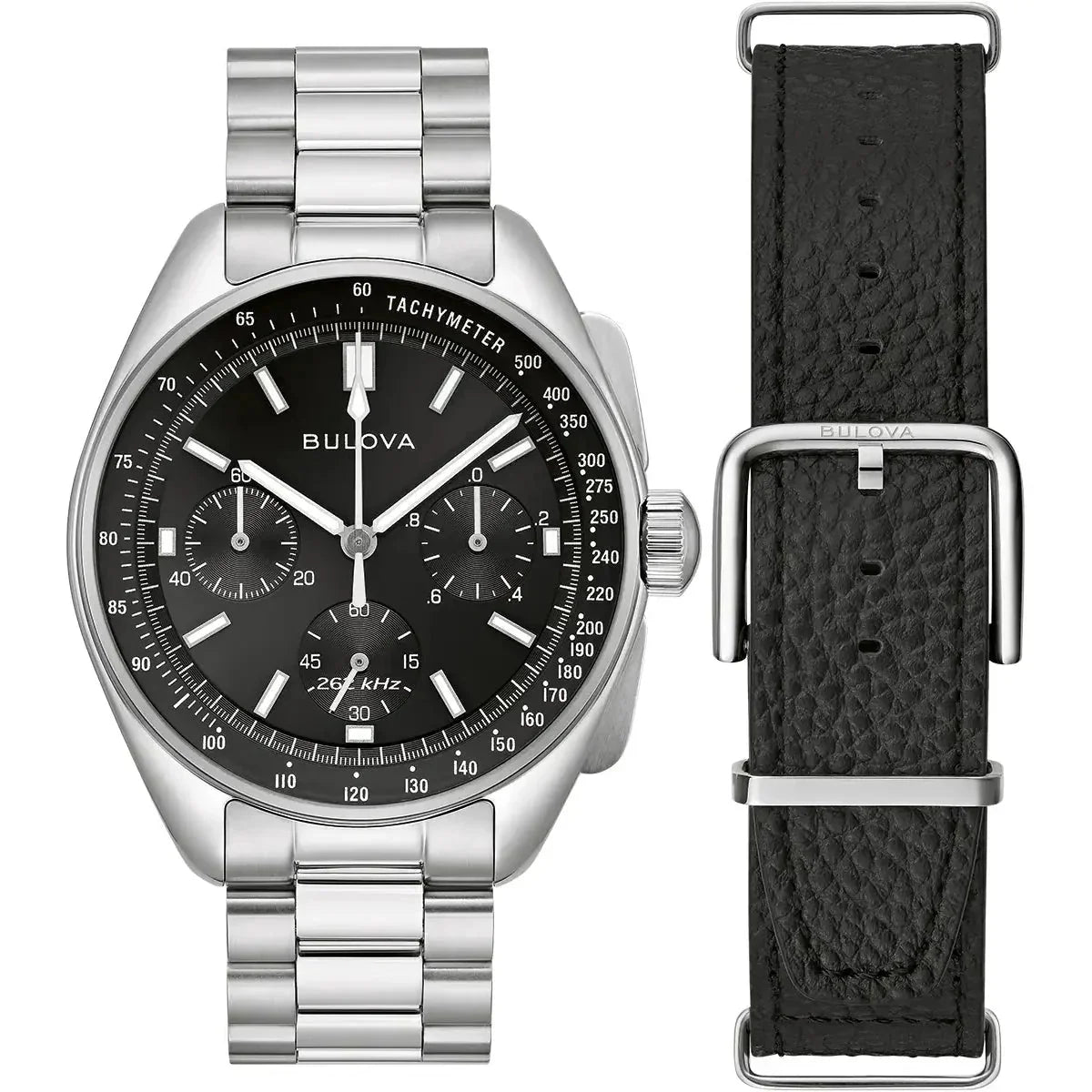 Bulova Lunar Pilot Chrono Mens Silver Watch 96k111