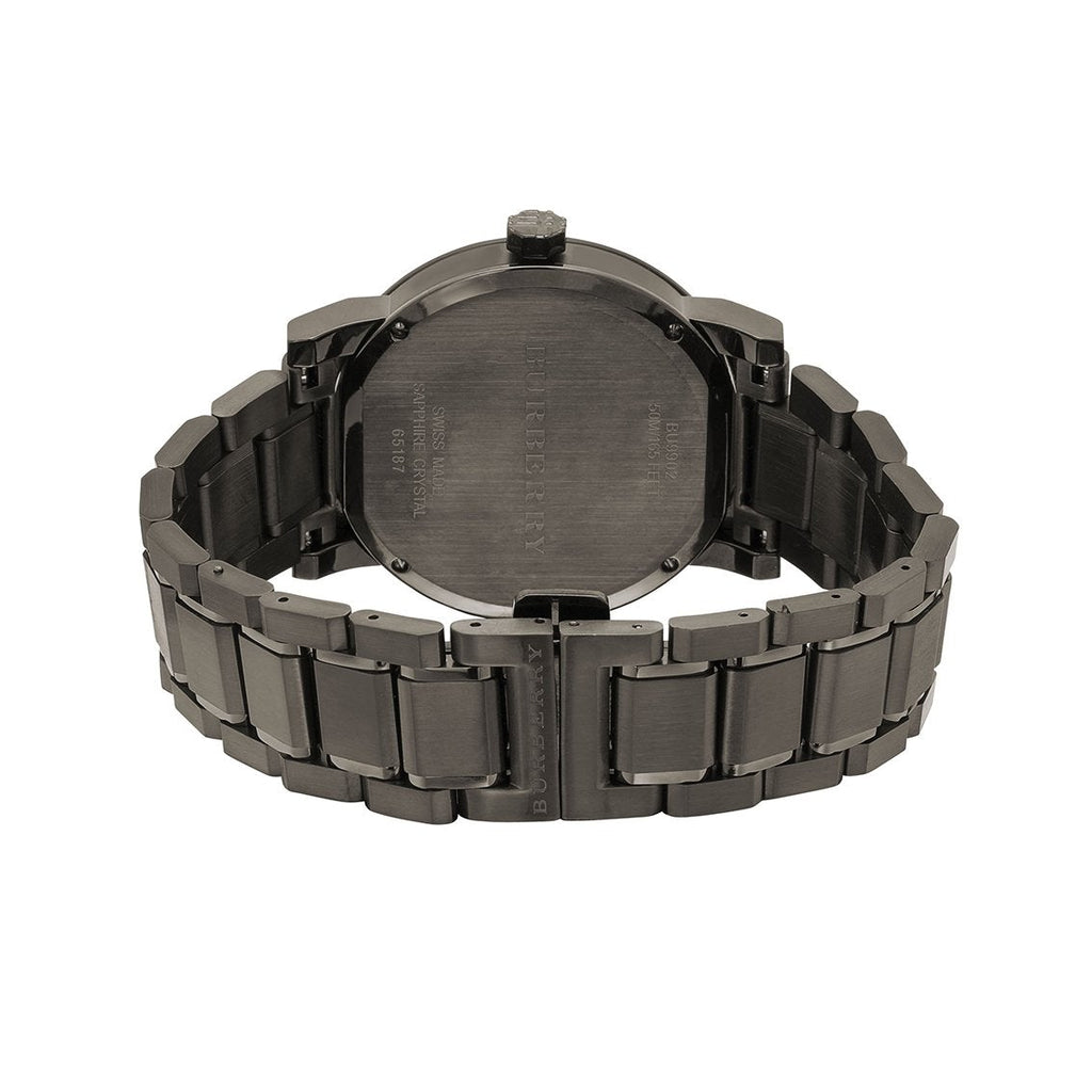 Mens Gunmetal Grey Stainless Steel Chronograph Burberry Watch Bu9902