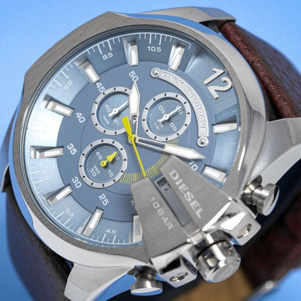 Diesel Dz4281 Men S Chronograph Mega Chief Blue Brown Watch